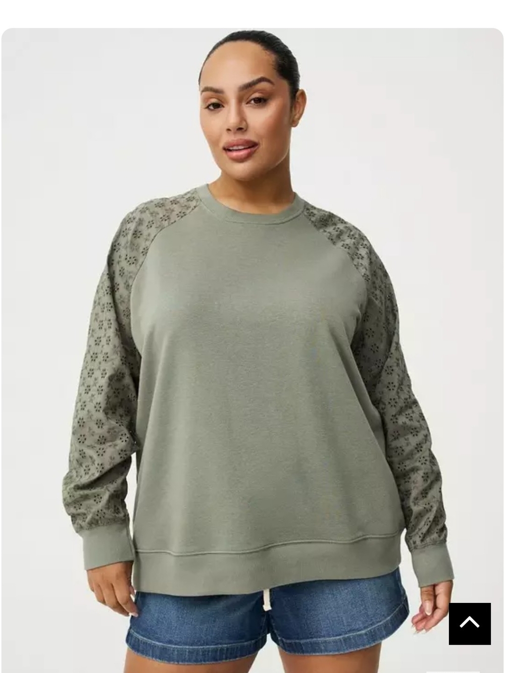 TORRID French Terry Eyelet Sleeve Sweatshirt NWT 2